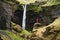 Kvernufoss waterfall in the picturesque gorge of Iceland