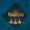 Kwanzaa banner or poster. Traditional african american ethnic holiday design concept with blue glitter and candles