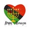 Kwanzaa banner. Traditional african american ethnic holiday design concept with a burning candle in heart. Vector
