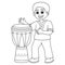 Kwanzaa Boy Playing Djembe Isolated Coloring Page