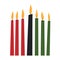 Kwanzaa clip art - seven long kinara candles - red, black, green. Cute simple clipart for African American Kwanzaa