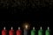 Kwanzaa holiday background with candle light of seven candle sticks in black, green, red symbolising 7 principles