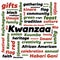 Kwanzaa word cloud. Vector illustration with principles and terms for Kwanzaa celebation - African American heritage holiday