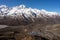Kyanjin gompa village surrounded by Lantang mountain massif, Himalayas mountain range in Nepal