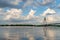 Kyiv landscape: waves and clouds in the  Dnipro river