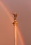 Kyiv, Ukraine - July 25, 2020: Rainbow in the evening sky and Independence Monument on the Independence Square, Kyiv, Ukraine