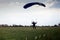 Kyiv, Ukraine - June 21, 2020: A parachutist with a parachute jumped and flew. Fly with a parachute. Sport. Copy space