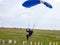 Kyiv, Ukraine - June 21, 2020: A parachutist with a parachute jumped and flew. Fly with a parachute. Sport. Copy space