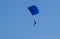 Kyiv, Ukraine - June 21, 2020: A parachutist with a parachute jumped and flew. Fly with a parachute. Sport. Copy space