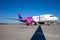 Kyiv, Ukraine - June 26, 2020: Aircraft AIRBUS A320-200 HA-LSC WIZZ AIR airlines. The plane is on the platform of the Kyiv airport