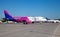 Kyiv, Ukraine - June 26, 2020: Aircraft AIRBUS A320-200 WIZZ AIR airlines. The plane is on the platform of the Kyiv airport.