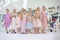 Kyiv, Ukraine March 03.2019. UKFW. Ukrainian Kids Fashion Day. little model girls defile on the podium at the fashion show