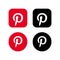 Kyiv, Ukraine - March 19, 2021: Set of Pinterest icons. Social media icons. Realistic Pinterest app set. UI UX white user