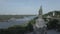 Kyiv, Ukraine: Monument to Volodymyr the Great. Aerial view, flat, gray