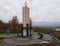 KYIV, UKRAINE-NOVEMBER 05, 2017: Memory candle the central part of Monument to Victims of Famine devoted to genocide victims of th