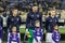 Kyiv, Ukraine - November 8, 2018: Dynamo Kyiv players before the start of UEFA Europa League match against Stade Rennais at NSC