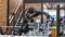 KYIV, UKRAINE - OCTOBER 21, 2017 Robotic welding arm, demonstration mode