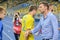 KYIV, UKRAINE - SEPT 5, 2016: Coach Andriy Shevchenko thanks players during the FIFA World Cup 2018 qualifying game of Ukraine na