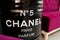 Kyiv, Ukraine - September 1, 2019: Black Chanel 5 barrel Paris parfum