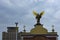 Kyiv, Ukraine - September 11, 2022: Independence memorial at Maidan Nezalezhnosti square in Kyiv, Ukraine. Statues side by side