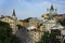 Kyiv, Ukraine - September 11, 2022: Old modern historic town colorful street buildings of Kiev city in Podil vozdvizhenka