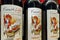 Kyiv, Ukraine, September 24, 2023: - Bottles of french red wine brand on supermarket shelf in a row