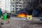 Kyiv, Ukraine â€“ 02.27.2022: Russian military aggression against Ukraine. Missile strike on residential areas of Kyiv