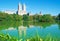 Kyline and The San Remo building reflected in Central Park pond