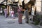Kyoto Higashiyama street scene with three women in kimono