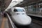 KYOTO, JAPAN - AUGUST 14: Shinkansen train waits for departure ar rail terminal in Japan on August 14, 2012