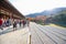 Kyoto, Japan - November 17, 2017 :Tourists enjoy travel to Sogenchi pond garden in autumn season at Tenryuji temple