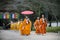 KYOTO, JAPAN - NOVEMBER 25: Japanese Monk in Daigo-ji temple, Japan on November 25, 2015. Unidentified group of japanese