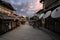 Kyoto, Japan - November 4 2018: Sannenzaka street during sunrise. Sanneizaka is a traditional japanese street in Gion district