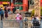 KYOTO, JAPAN - NOVEMBER 7, 2017: Two japanese women in a kimono on the steps of the temple.