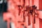 Kyoto Japan - November 8 2017 : Miniature Torii or Japanese gates amulets at the Fushimi Inari Taisha Shrine,