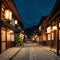 Kyoto, Japan old town streets at twilight in Highashiyama district. made with Generative AI