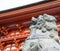 Kyoto, Japan - Statue of lion-dog at the main gate as the guardian of Beautiful Architecture Kiyomizu-dera Temple