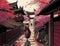 kyoto japanese style2, colorful, illustration, Generative AI