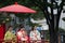 KYOTO - JULY 24: Unidentified Miss Kimono girl on parade of hanagasa in the Gion Matsuri (Gion Festival) held on July 24 2014 in