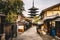 Kyoto old city streets in Higashiyama District of Kyoto, Japan.