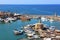 KYRENIA, CYPRUS - OCTOBER, 14 2016: View of Kyrenia harbour from the medeival castle
