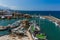 Kyrenia Girne, Northern Cyprus - October 03, 2019: Old harbour of Kyrenia Girne and medieval fortress