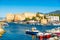 Kyrenia harbour with medieval castle on a background. Kyrenia (Girne), Cyprus