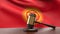 Kyrgyzstan flag with judge gavel 3d rendering