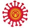 The Kyrgyzstan national flag with corona virus or bacteria