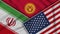 Kyrgyzstan United States of America Iran Flags Together Fabric Texture Illustration