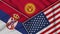 Kyrgyzstan United States of America Serbia Flags Together Fabric Texture Illustration