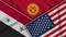 Kyrgyzstan United States of America Syria Flags Together Fabric Texture Illustration