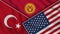 Kyrgyzstan United States of America Turkey Flags Together Fabric Texture Illustration