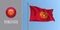 Kyrgyzstan waving flag on flagpole and round icon vector illustration